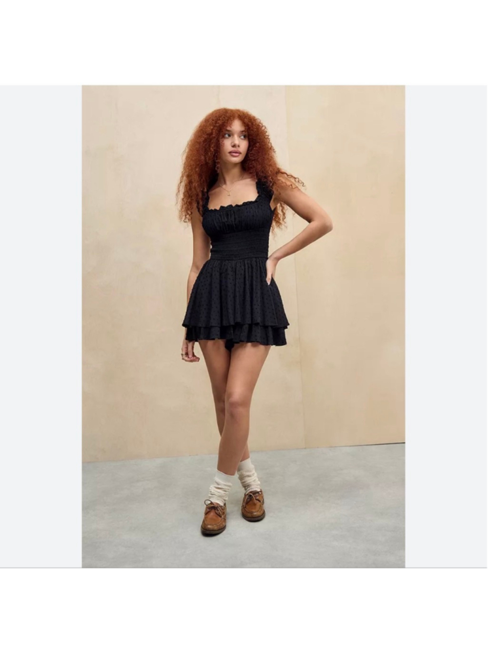Urban Outfitters Rosie Tiered Smocked Ruffle Romper M Dark Coquette Fairy Grunge